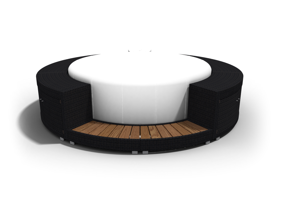 Bordo Polyrattan intorno a una vasca Softub®, colore Antracite